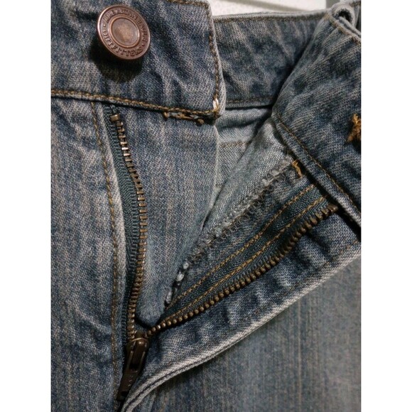 American Eagle Denim Mini Skirt Distressed Stone Wash Flap Pocket Womens Sz 10 - Picture 5 of 9